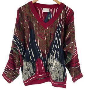 Coogi Australia 100% Mercerised Cotton Relaxed Fit Colorful Sweater Medium